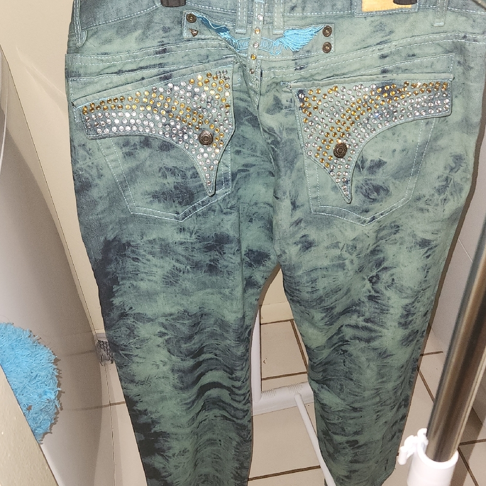 Stylish Green Embellished Women's Jeans
